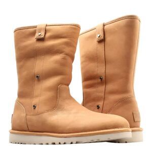 UGG Malindi 1013007-CHE Boots Women's US 8 Brown Nubuck Leather Mid Calf RHS3301